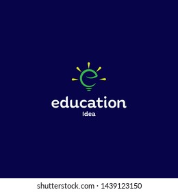simple, clean, elegant, unique and eye catching logo design illustration inspiration with initial e and bulb
