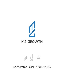 simple, clean, elegant, unique, modern and bold logo design with initial M, 2, G and growth chart for accounting, finance, business, construction, real estate, landmark, building