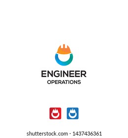 simple, clean, elegant, unique and modern logo design illsutration inspiration with engineer helmet for construction, building, mechanic, etc