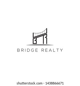 simple, clean, elegant, unique, and modern logo design illustration inspiration with bridge for construction, real estate, building, etc
