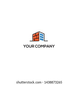 simple, clean, elegant, unique, and modern logo design illustration inspiration with bricks and city for construction, real estate, building, etc