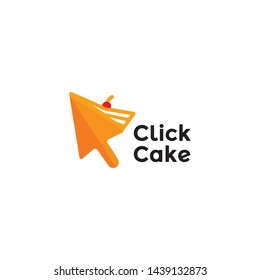 simple, clean, elegant, unique, modern, bold, fun and sophisticated logo design illustration inspiration with cake and click or cursor 