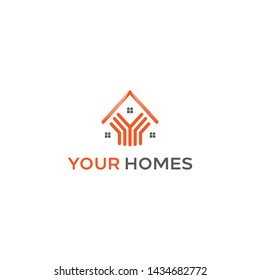 simple, clean, elegant, unique and sophisticated logo design with initial Y and the home for building, construction, environment, etc
