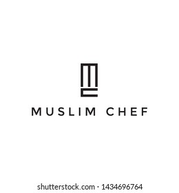 simple, clean, elegant, unique and sophisticated logo design with initial M, C and chef hat for bakery, food, and drink