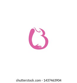 simple, clean, elegant, unique and sophisticated logo design with pregnant mom and initial B