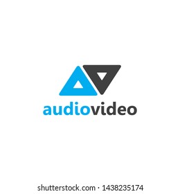 simple, clean, elegant, unique and sophisticated logo design with play icon and infinity for technology, digital, entertainment, computer, internet, music, industrial, etc