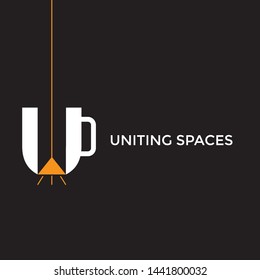 Simple, Clean, Elegant, Unique And Sophisticated Logo Design With Lamp And Coffee Cup Or Initial U For Food And Drink, Restaurant, Bar, Etc