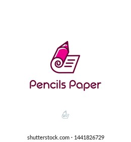 simple, clean, elegant, unique, sophisticated and modern logo design with pencil or pen and paper