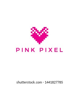 simple, clean, elegant, unique, sophisticated and modern logo design with love and pixel