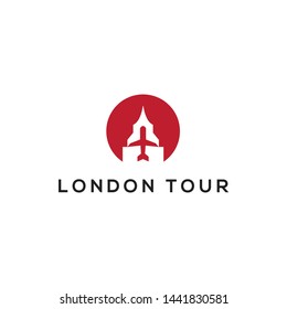 simple, clean, elegant, unique, sophisticated and modern logo design with london icon and airplane 