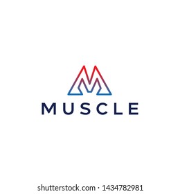 simple, clean, elegant, unique and strong logo design with initial M and hands for fitness, gym, sport, etc