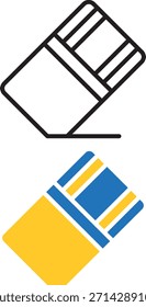 Simple and clean eraser icon, perfect for education, school, stationery, kids learning apps, websites, and mobile UI designs. Scalable vector in EPS, an PNG, formats.