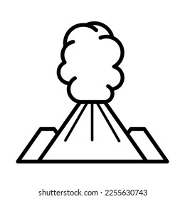 Simple And Clean Erupted Volcano Outline Icon Vector Illustration