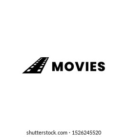 simple clean film strip road symbol for movie cinematic production vector illustration logo design concept.