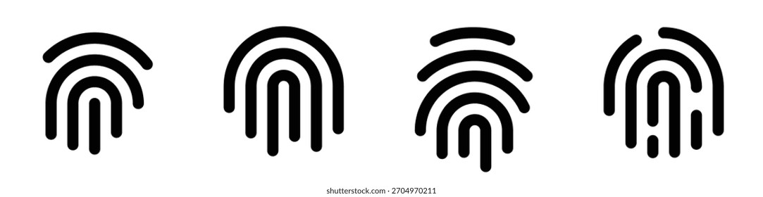 Diseño limpio simple del conjunto del icono de la huella dactilar