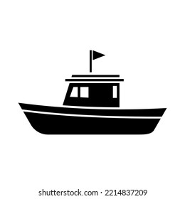 Simple And Clean Fishing Boat Vector Silhouette