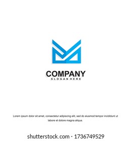 Diseño plano simple y limpio de la plantilla del vector del logotipo M de letra. Plantilla de diseño del logotipo M de la carta corporativa de negocios. Logo de la letra M para los negocios.