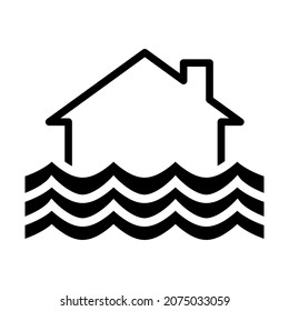 Sencillo Y Limpio Icono De Vector De Casa Inundada En Fondo Blanco 