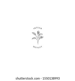 Simple and clean floral logo template. Minimal premade logo for business and branding identity.