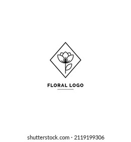 Simple and clean floral logo template. Minimal style logo for business and branding identity.
