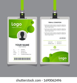 Simple Clean Fresh Green Id Card Design, Professional Identity Card Template Vector for Employee and Others	