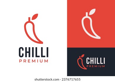 Simple and Clean Fresh Hot Red Jalapeno Cayenne Chilli  Pepper Logo Design Branding Template