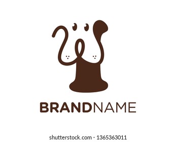 Simple, Clean and Friendly illustration initial logo design combining letter with dog face.