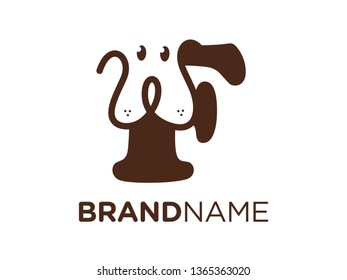 Simple, Clean and Friendly illustration initial logo design combining letter with dog face.