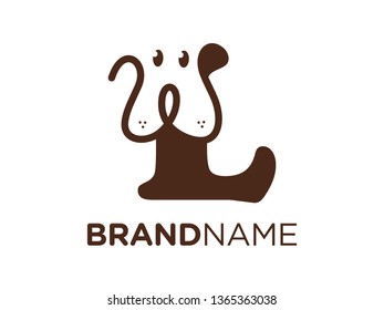 Simple, Clean and Friendly illustration initial logo design combining letter with dog face.