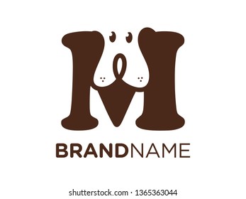 Simple, Clean and Friendly illustration initial logo design combining letter with dog face.