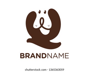Simple, Clean and Friendly illustration initial logo design combining letter with dog face.