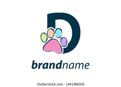 Simple, Clean and Funny logo design paws combine with letter D