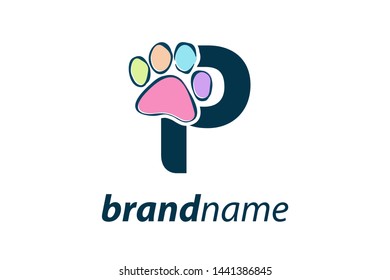 Simple, Clean and Funny logo design paws combine with letter P