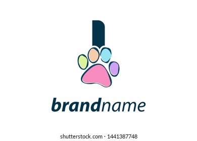 Simple, Clean and Funny logo design paws combine with letter i