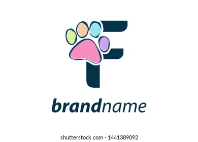 Simple, Clean and Funny logo design paws combine with letter F