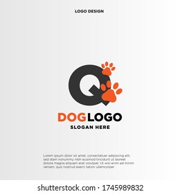 Simple, Clean and Funny logo design paws combine with letter Q