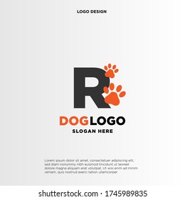Simple, Clean and Funny logo design paws combine with letter R