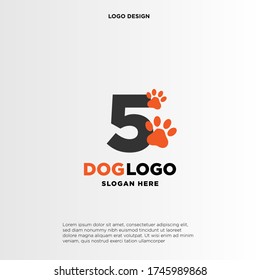 Simple, Clean and Funny logo design paws combine with letter 5