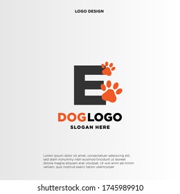 Simple, Clean and Funny logo design paws combine with letter E