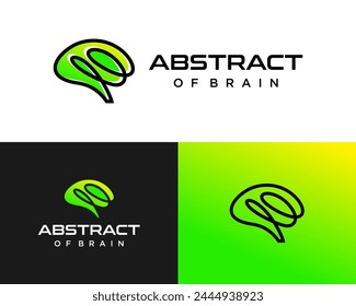 Simple clean geometric lines of abstract brain school education logo design.