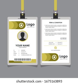 Diseño simple de tarjeta de identificación Gold amarilla limpia, vector profesional de plantilla de tarjeta de identidad para empleados y otros