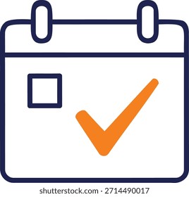 Gráfico sencillo y limpio de un calendario con una marca de verificación que indica una tarea completada o una fecha importante.