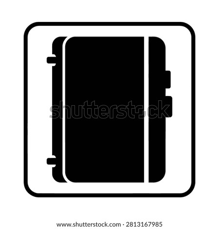 A simple clean graphic representing a closed binder. Ideal for educational business or organizational concepts.
