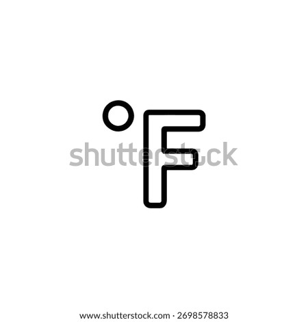 A simple and clean graphic representing the Fahrenheit temperature scale, featuring the letter F and a degree symbol.