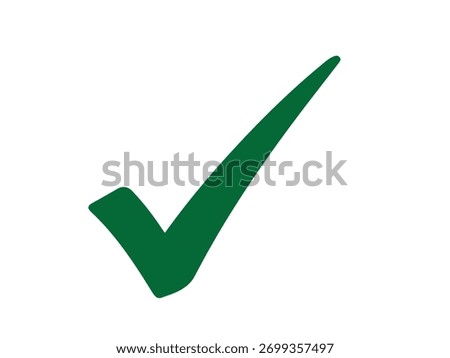 A simple and clean green check mark on a white background, isolated on white background, representing confirmation, approval, and positive affirmation in various contexts