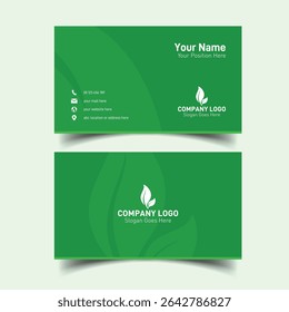 Simple and clean green color business card template perfect for print or digital use