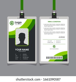 Einfache, saubere Green Id Card Design, professionelle Identity Card Template Vektorillustration für Mitarbeiter und andere