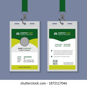 Simple and Clean Green ID Card Design Template