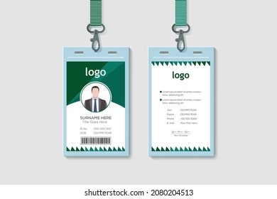 Plantilla de diseño de tarjeta de identificación verde simple y limpia