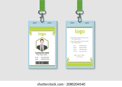 Plantilla de diseño de tarjeta de identificación verde simple y limpia